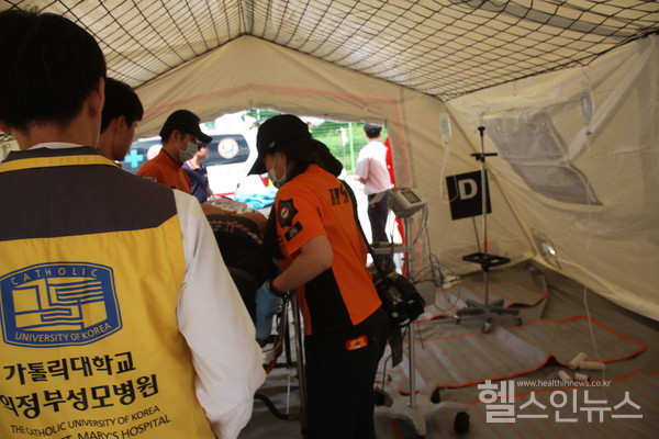2019년진행된의정부성모병원대량재난모의훈련모습(제공:의정부성모병원)