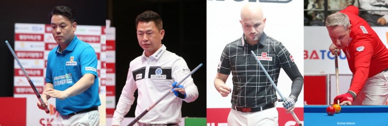 32강에 오른 4명의 전 챔피언. 왼쪽부터 조재호, 마민캄, 위마즈, 레펜스(사진=PBA)