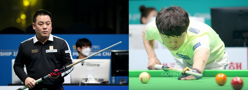 4강에서 만나는 조재호(왼쪽)와 강민구(사진=PBA)