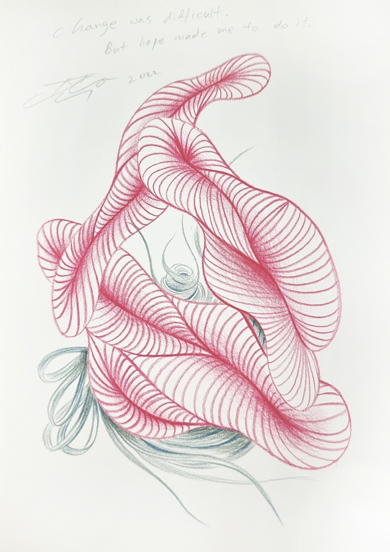 JUHEON CHO, 'Change(Hope series no.05)', 2022, 21cm x 29.7cm, coloured pencil on paper / 사진=Courtesy of artist, 갤러리JH