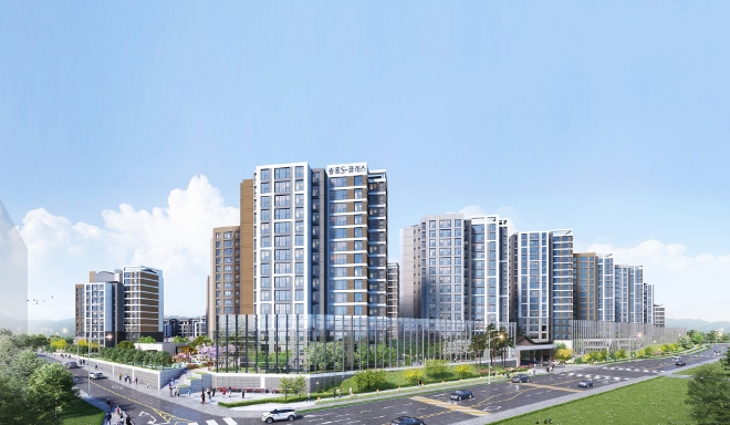 중흥건설그룹 중흥토건은 2월 중 수원시 팔달구 지동115-10구역 주택재개발 정비사업을 통해 ‘수원성 중흥S-클래스’를 선보일 예정이라고 25일 밝혔다. 사진은 ‘수원성 중흥S-클래스’의 투시도. (사진 = 중흥토건 제공)