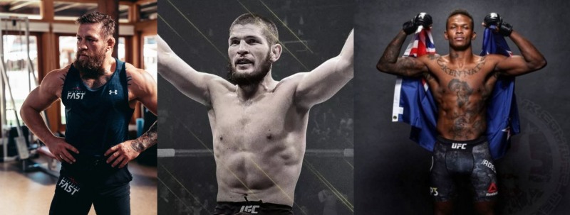 MMA영향력 1, 2, 3위 맥그리거, 하빕, 아데산야(왼쪽부터. 사진 =UFC