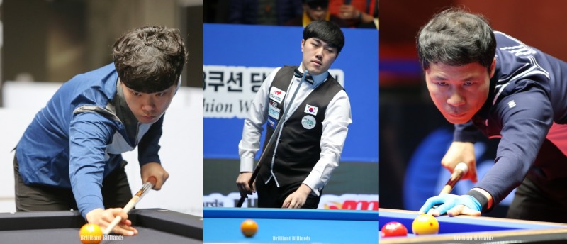 30강 2차예선에 오른 김행직, 김준태, 허정환(사진 왼쪽부터. 브릴리언트 빌리아드 제공)