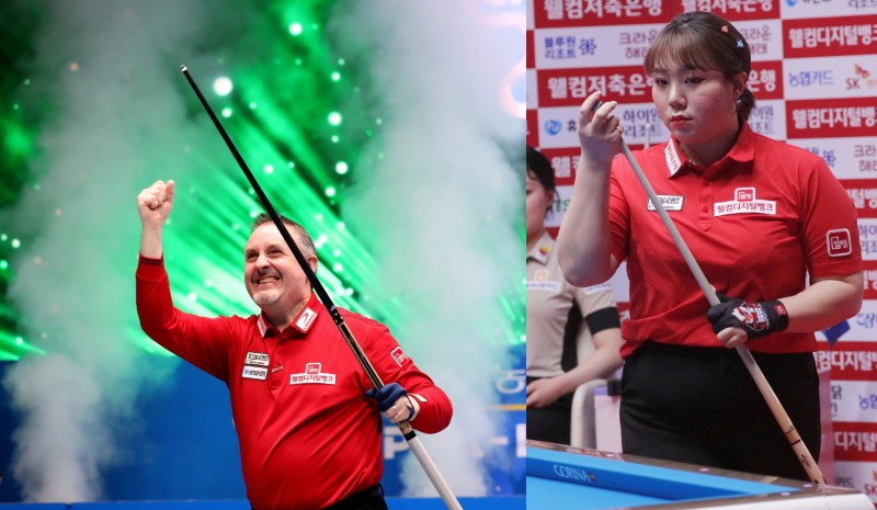 디펜딩 챔피언 쿠드롱(왼쪽)과 김예은(사진=PBA)