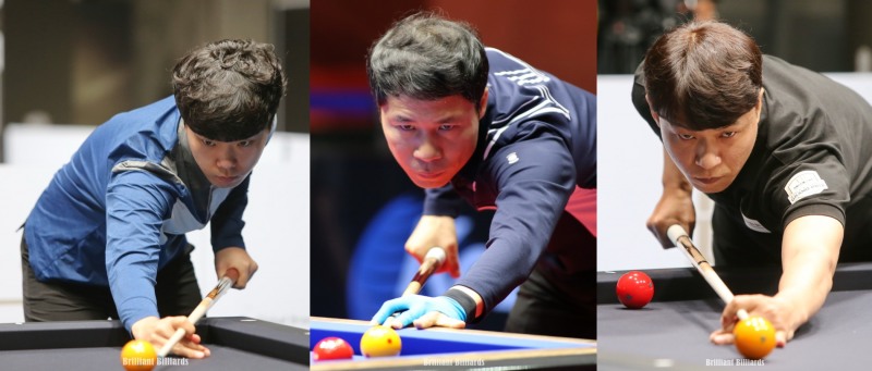 16강에 오른 김행직, 허정환, 최성원(사진 왼쪽부터. 브릴리언트 빌리아드 제공)