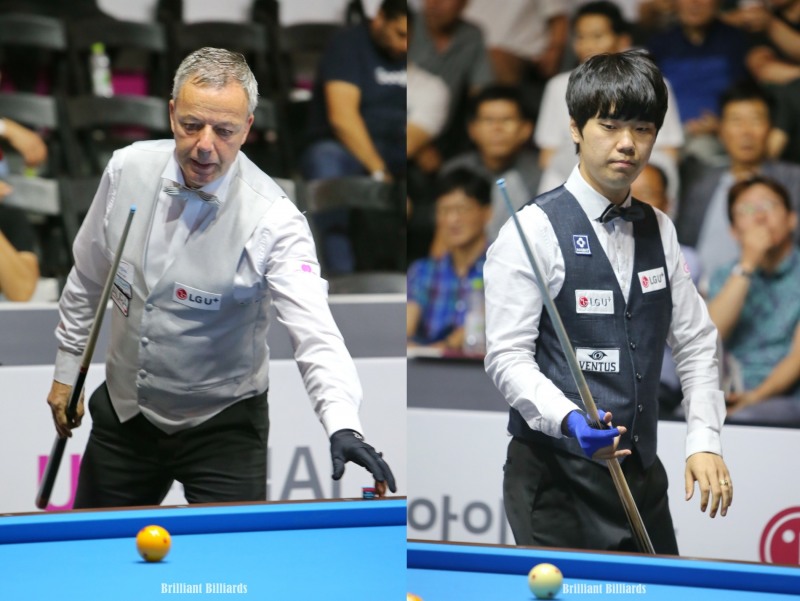원주월드3쿠션그랑프리 우승자 야스퍼스(왼쪽)와 준우승자 김행직(사진=브릴리언트 빌리아드)