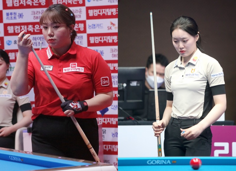 최저점으로 탈락한 김예은(왼쪽)과 최고점으로 32강에 오른 김보미(사진=PBA)