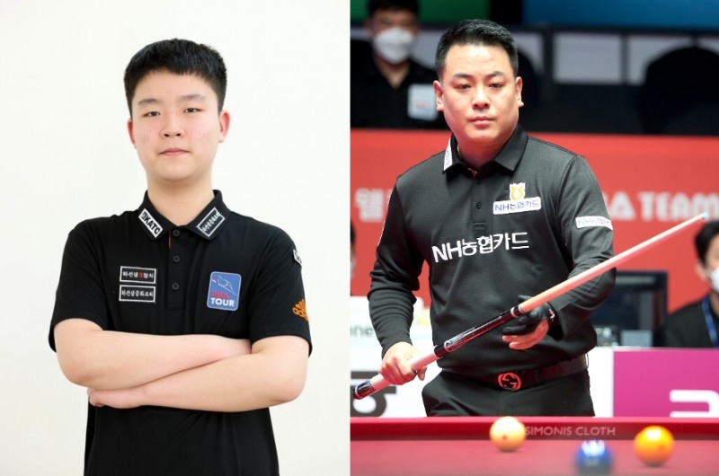 열다섯살 김영원(왼쪽)과 챔피언 조재호(사진=PBA)