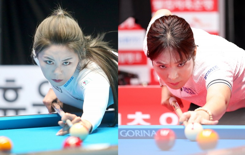 8강전에서 미리 만나는 LPBA 양강 김가영(왼쪽), 스롱(사진=PBA)