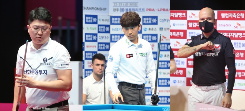 3-0 완승을 거두며 16강에 오른 조건휘, 임성균, 위마즈(사진 왼쪽부터. PBA 제공)