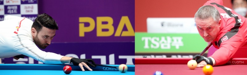 PBA 통산 5번째 맞대결을 벌인 카시도코스타스(왼쪽)와 쿠드롱(사진=PBA)