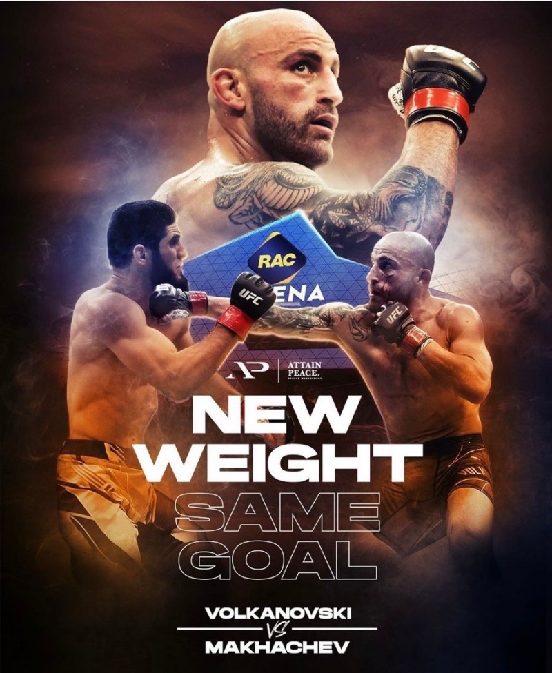 마카체프(아래 왼쪽)와 볼카노프스키(위)의 대결을 알리는 포스터(사진=UFC)