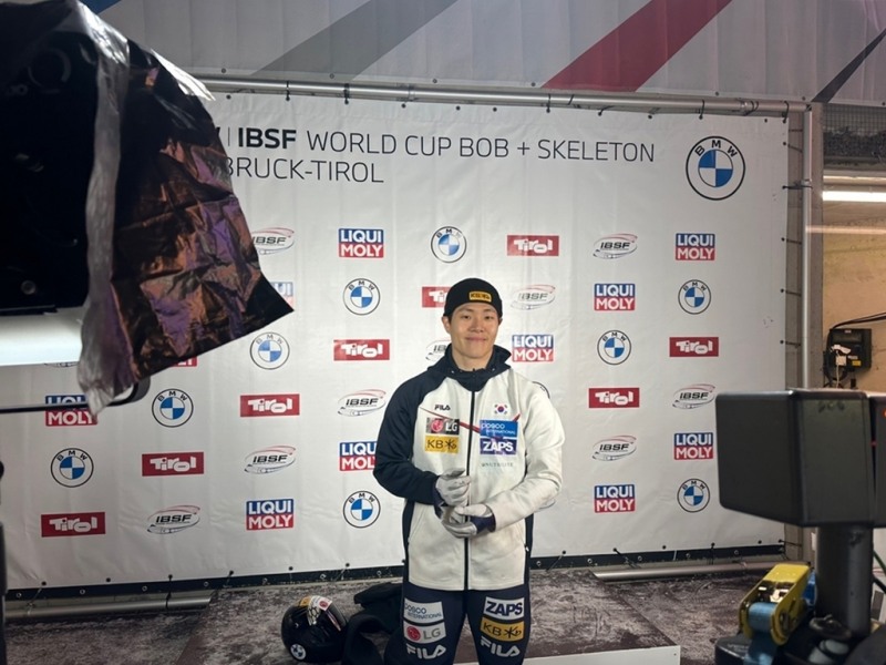 스켈레톤 에이스 정승기, 월드컵 7차 대회서 은메달