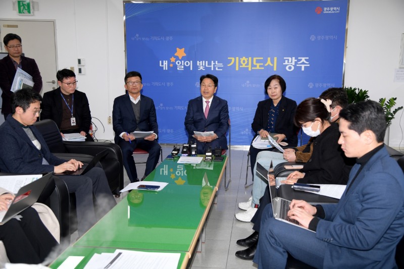 덕남정수장 급수설비고장 관련 기자차담회 (사진제공 = 광주광역시)