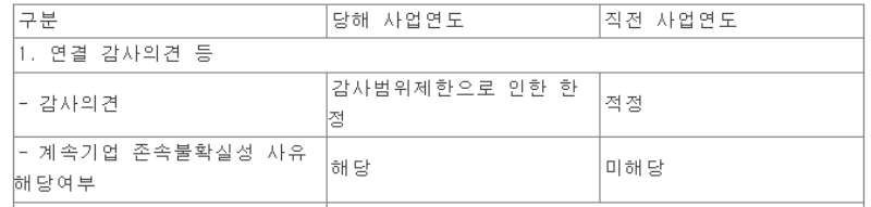 아시아나항공 2018 회계연도(당해사업연도) 외부감사 의견