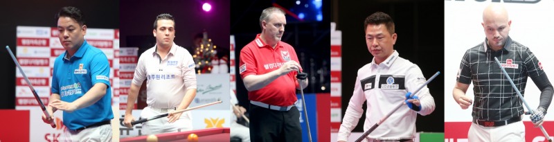 5개국 톱5. 왼쪽부터 조재호, 사파타, 쿠드롱, 마민캄, 위마즈(사진=PBA)