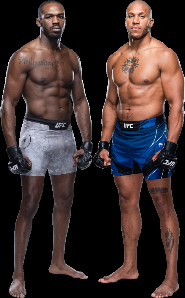 라이트헤비급 시절의 존스(왼쪽)와 헤비급 가네(사진=UFC)