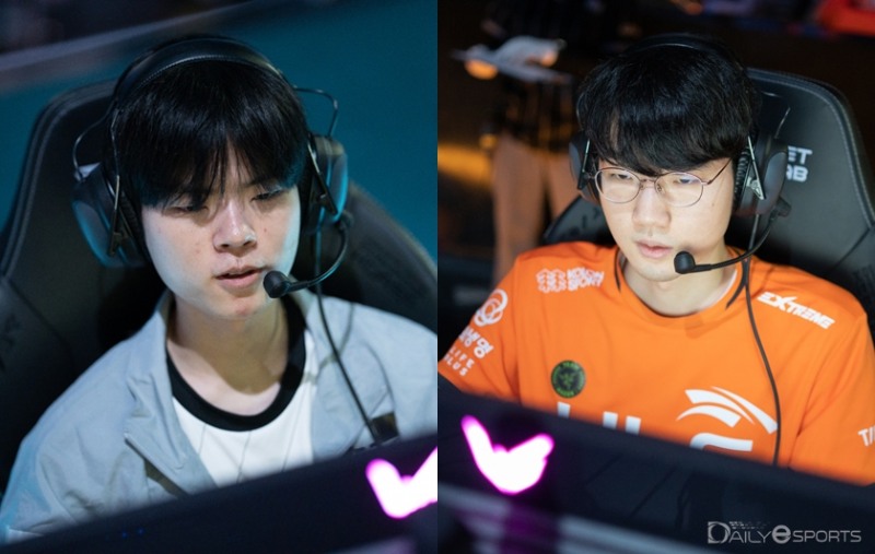 디플러스 기아 '데프트' 김혁규(왼쪽)와 한화생명e스포츠 '바이퍼' 박도현.