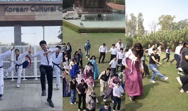 주인도한국대사관이 제작해 26일(현지 시각) 트위터 공식 계정에 올린 영화 'RRR' 주제곡 커버 영상 일부. /트위터