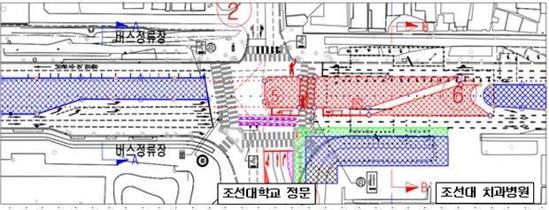 조선대사거리 횡단공사 (사진제공 = 광주광역시)