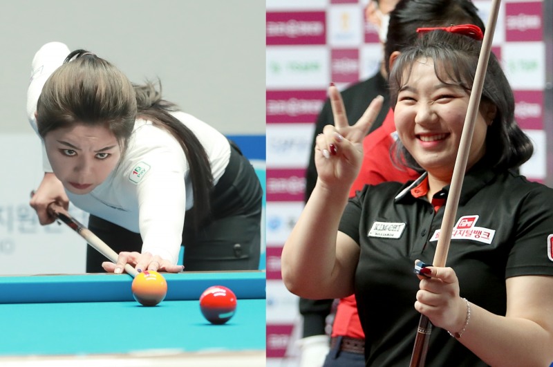 첫승을 올린 김가영(왼쪽)과 김예은(사진=PBA)