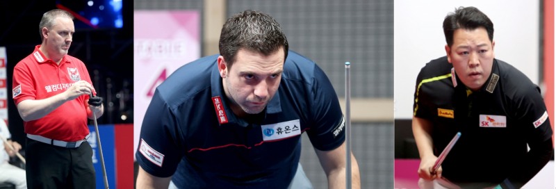 16강에 오른 쿠드롱, 팔라존, 강동궁(사진 왼쪽부터. PBA제공)