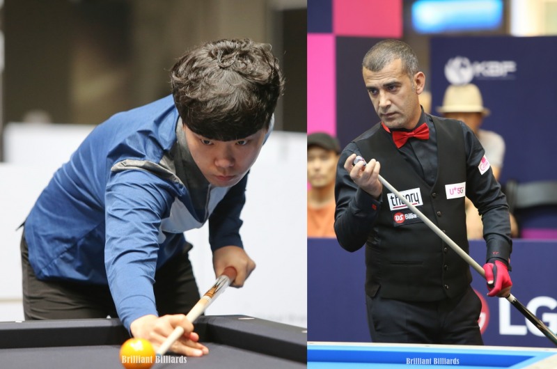 우승을 다툴 김행직(왼쪽)과 타스데미르(사진=브릴리언트 빌리아드)