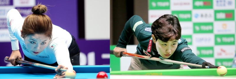 16강에 동반진출한 김가영(왼쪽)과 김세연(사진=PBA)