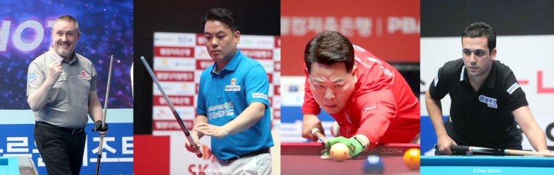 16강전서 만난 쿠드롱-조재호, 강동궁-사파타(사진 왼쪽부터. PBA제공)