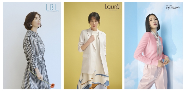 왼쪽부터 롯데홈쇼핑의 단독 브랜드 LBL, 라우렐, 르블랑페이우 화보 이미지 / 제공:롯데홈쇼핑