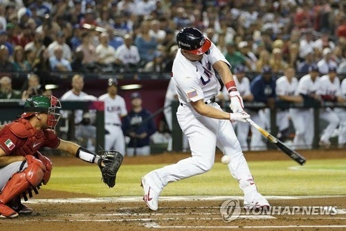 멕시코전에서 삼진당하고 있는 메이저리그 최고 타자 마이크 트라웃