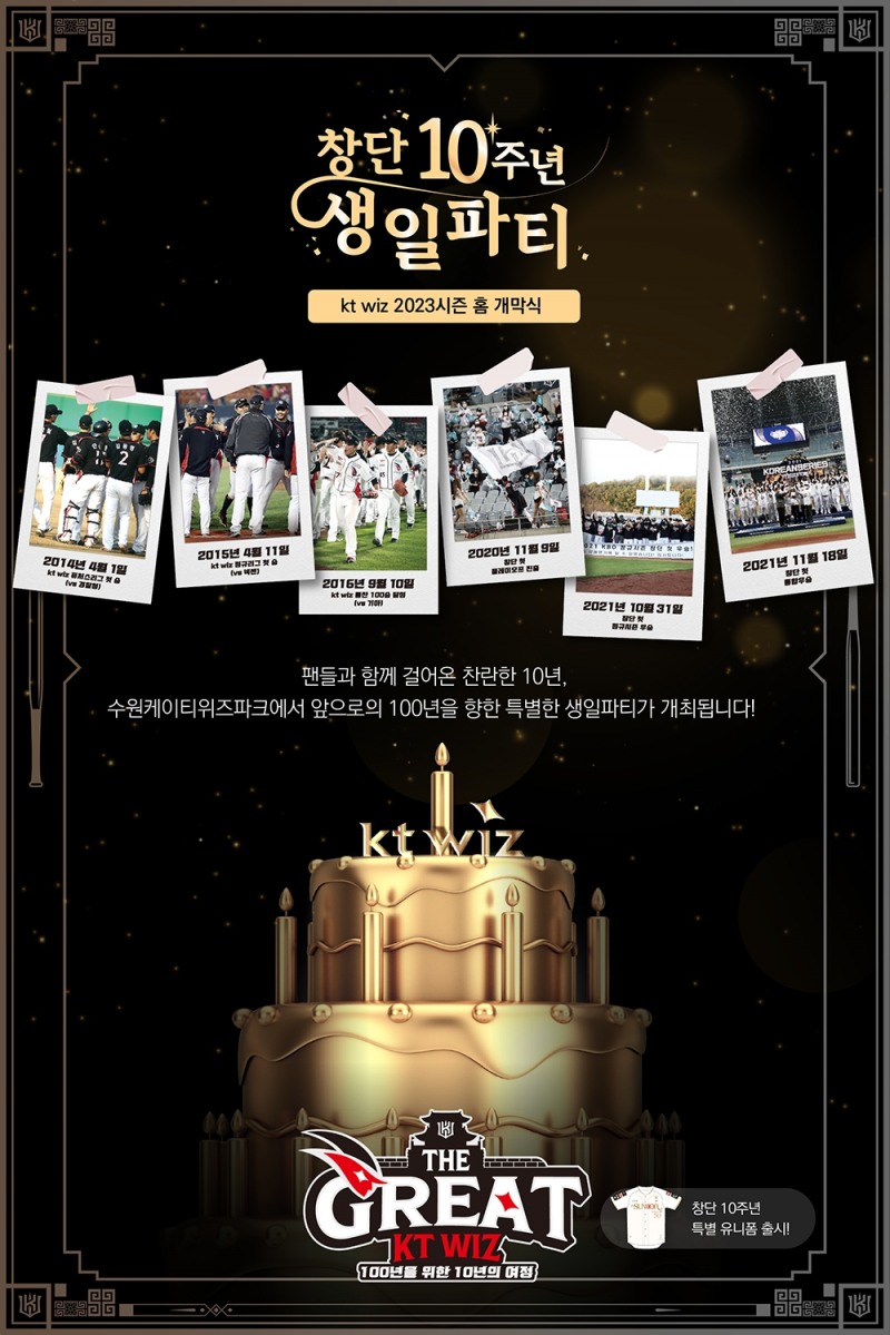 kt위즈, 창단 10주년 생일파티로 홈 개막식 진행한다.