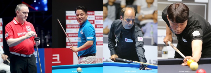 PBA기존강자 쿠드롱, 조재호와 새로 입성하는 산체스, 최성원(왼쪽부터. 사진=PBA. 브릴리언트 빌리아드)