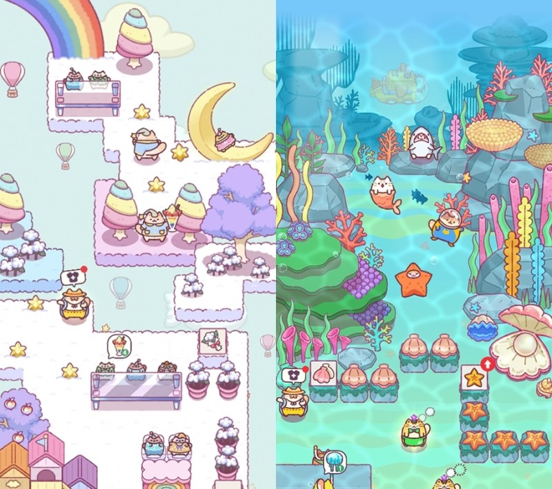 힐링 모바일게임 '고양이스낵바' 스크린샷.