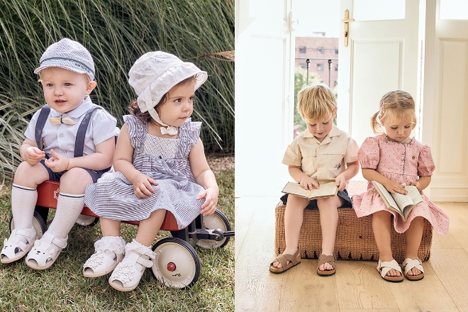 아가방 23년 여름 테마 모던 마린 테마(좌), 펀 레트로 테마(우)