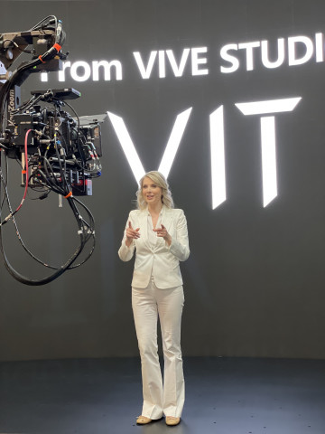 ‘2023 NAB Show’의 비브스튜디오스 부스에 마련된 버추얼 스튜디오. 사진=비브스튜디오스