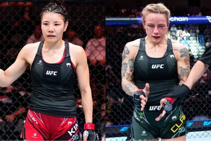 연패로 UFC와의 계약이 해진된 김지연(왼쪽)과 클락(사지=UFC SNS)