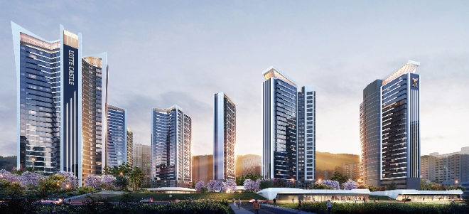 롯데건설은 지난 21일 오후 서울 동대문구 구 KT청량지사에서 열린 ‘청량리 제8구역 주택재개발정비사업’ 시공사 선정총회에서 시공사로 선정됐다고 22일 밝혔다. 사진은 롯데건설이 시공사로 선정된 ‘청량리 제8구역 주택재개발정비사업’의 투시도. (사진 = 롯데건설 제공)