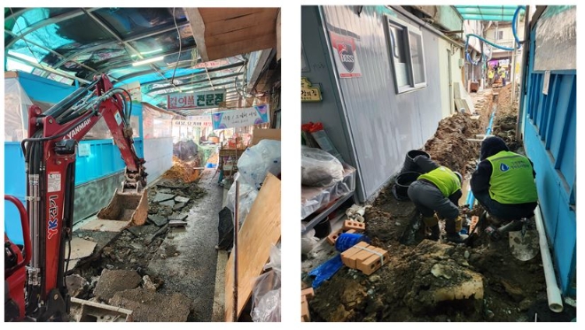 인천 학익시장 노후관 정비공사 장면 / 사진=인천시 제공