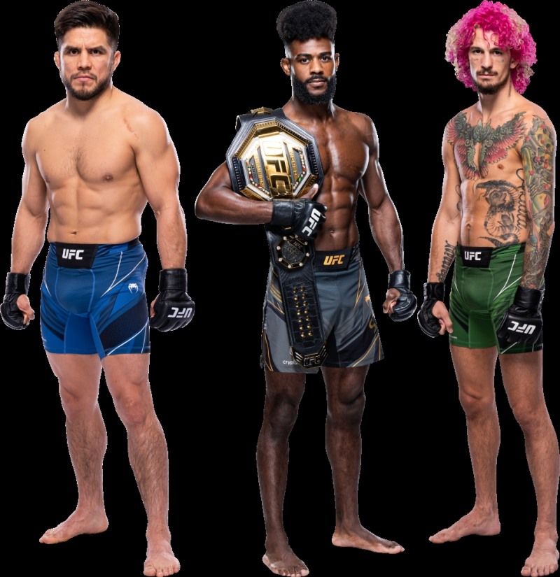 백업요원을 자처한 세후도(왼쪽)와 타이틀전이 잡혀있는 챔피언 스털링(가운데)과 오말리(사진=UFC)