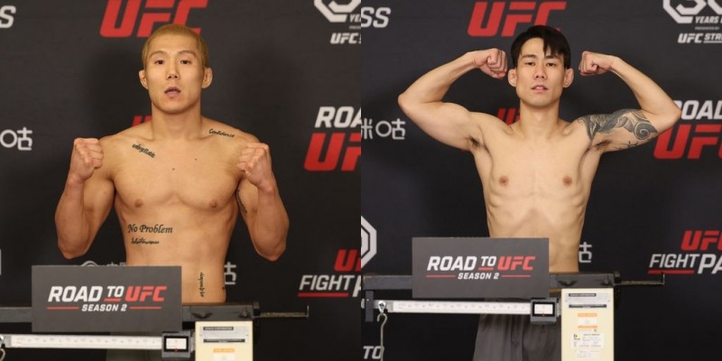 8강전에서 이긴 김상원(왼쪽)과 최승국(사진=UFC)
