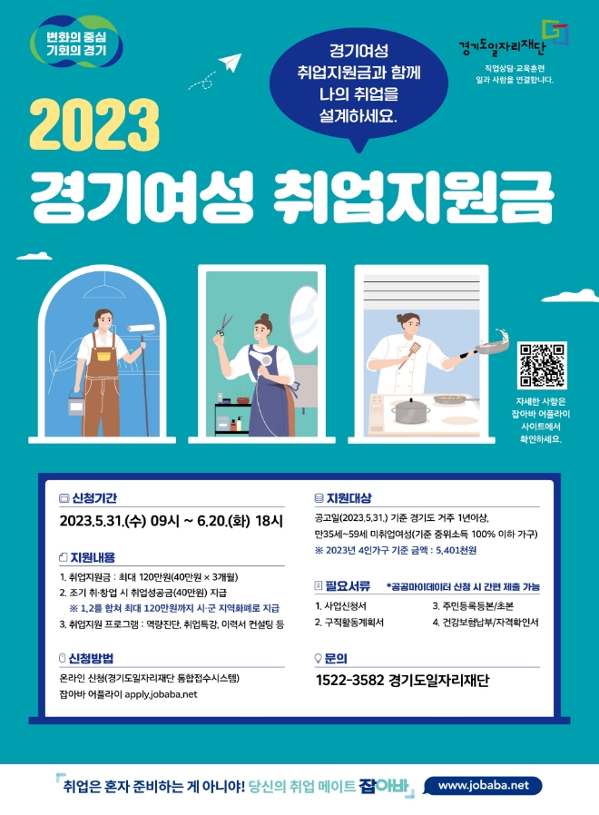 2023년 경기여성취업지원금 포스터 / 이미지=경기도 제공