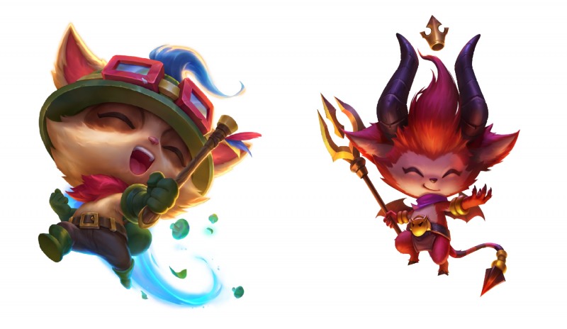 왼쪽부터 신규 미니 챔피언 티모와 악마 티모 스킨.