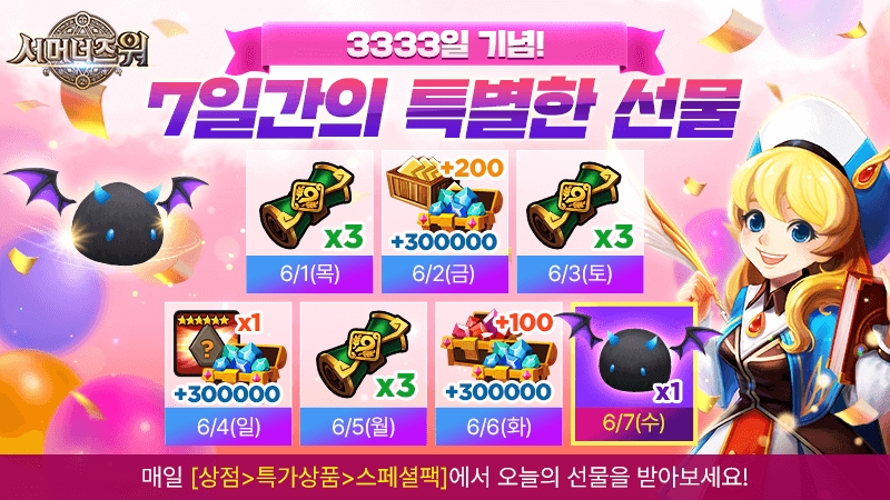 컴투스 '서머너즈워', 3333일 기념 깜짝 선물 쏜다