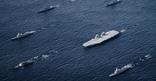 HD현대중공업이 MADEX 2023에서 최초 공개한 차세대 함정들의 조감도. / 사진 = HD현대중공업 제공