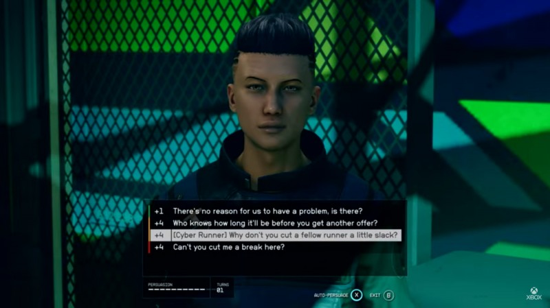 '스타필드' 캐릭터 배경을 활용해 대화를 나누는 장면(출처=Xbox 공식 유튜브).