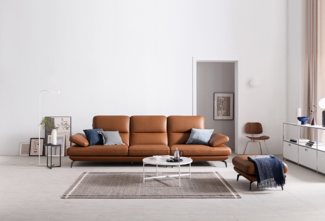 블레스 4인 기능성 슈렁큰 천연면피 소가죽 소파