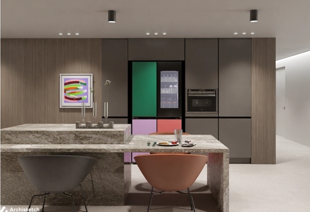 아키스케치로 만든 'LG 디오스 오브제컬렉션 무드업 냉장고' 주방 인테리어 디자인 출품작