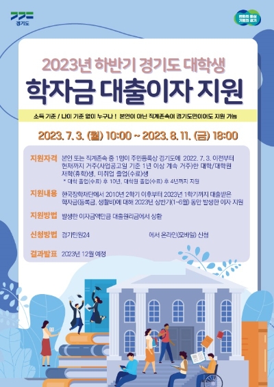 2023년 하반기 경기도 대학생 학자금 대출이자 지원 포스터. / 이미지=경기도 제공