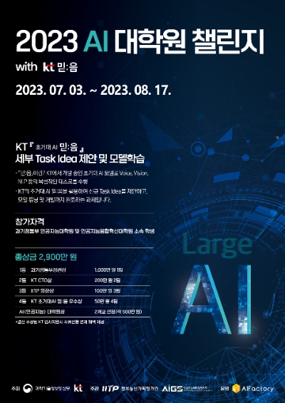 ‘2023 AI 대학원 챌린지 with KT 믿:음’ 포스터 / 이미지=KT 제공